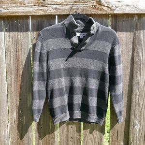 Silverlake Pullover Sweater Gray Striped Medium 10-12 Cotton Acrylic